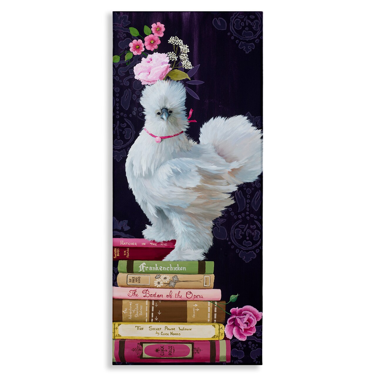 Stupell Industries Fancy Vintage Chicken with Books Canvas Design by Heather Gauthier